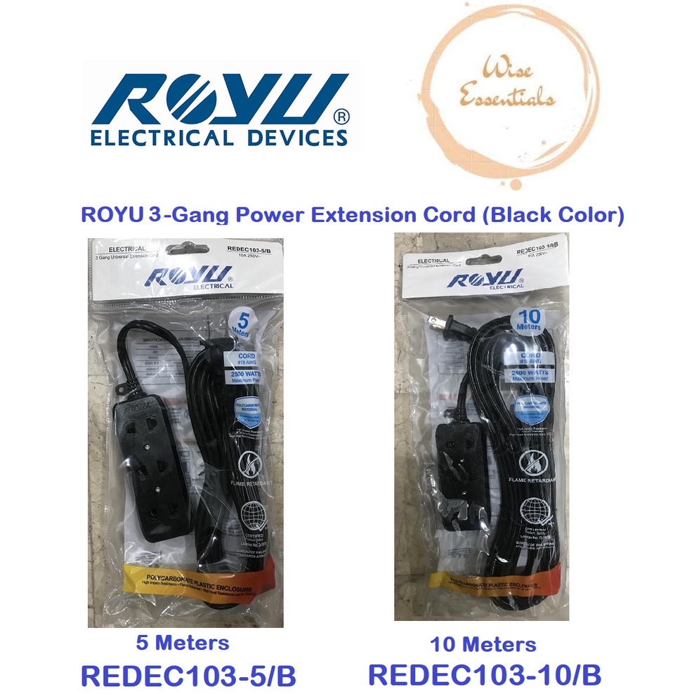 ROYU 3GANG Power Extension Cord | Shopee Philippines