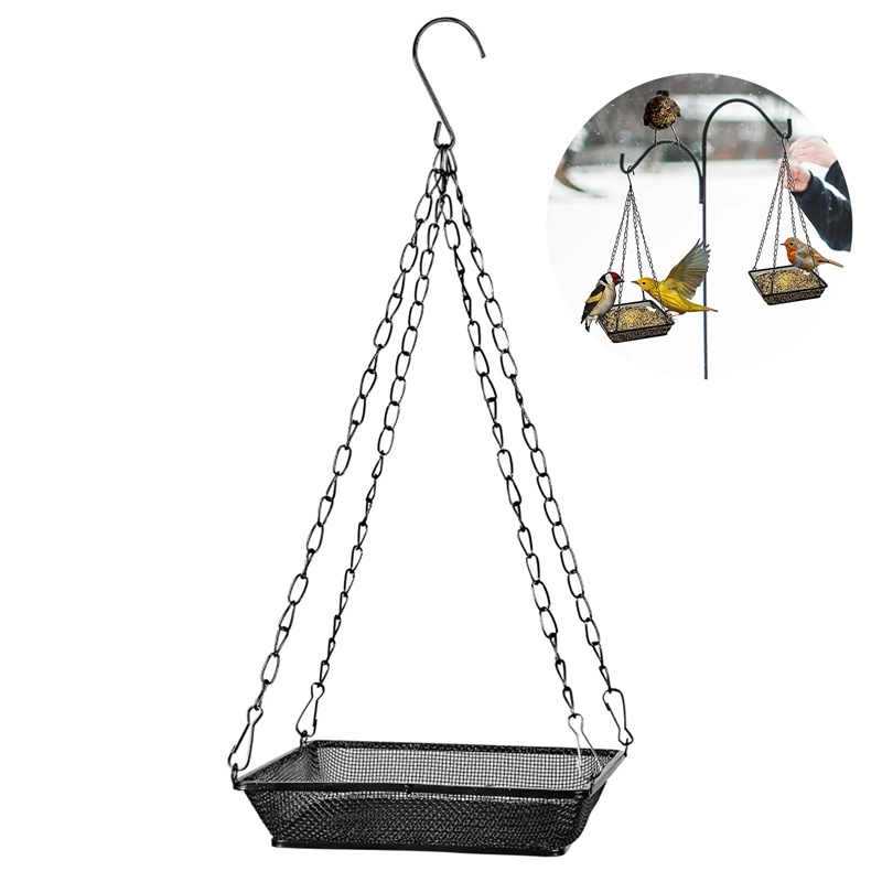 Metal Mesh Hanging Bird Feeder Square Tray Bird Feeder Platform for