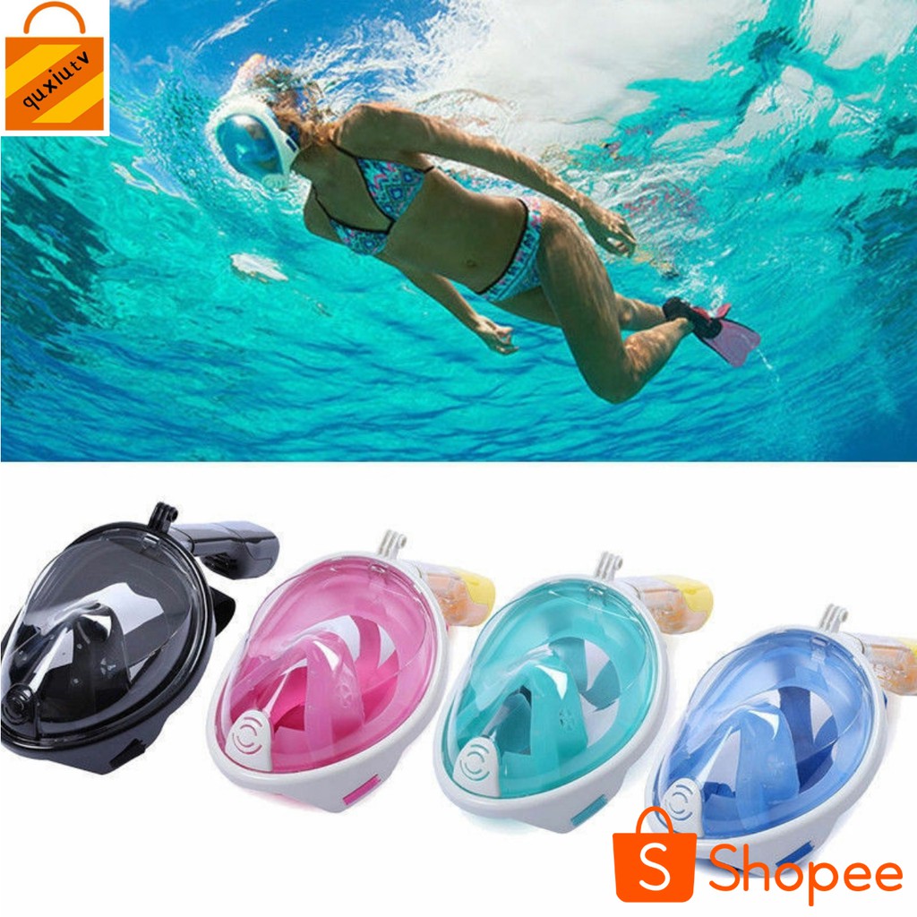 Full face snorkeling mask easy breath snorkeling goggles set for adult ...