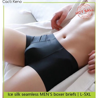 Mid-Waist Plus Size Boxer Briefs Ice Silk Seamless Men's Underwear