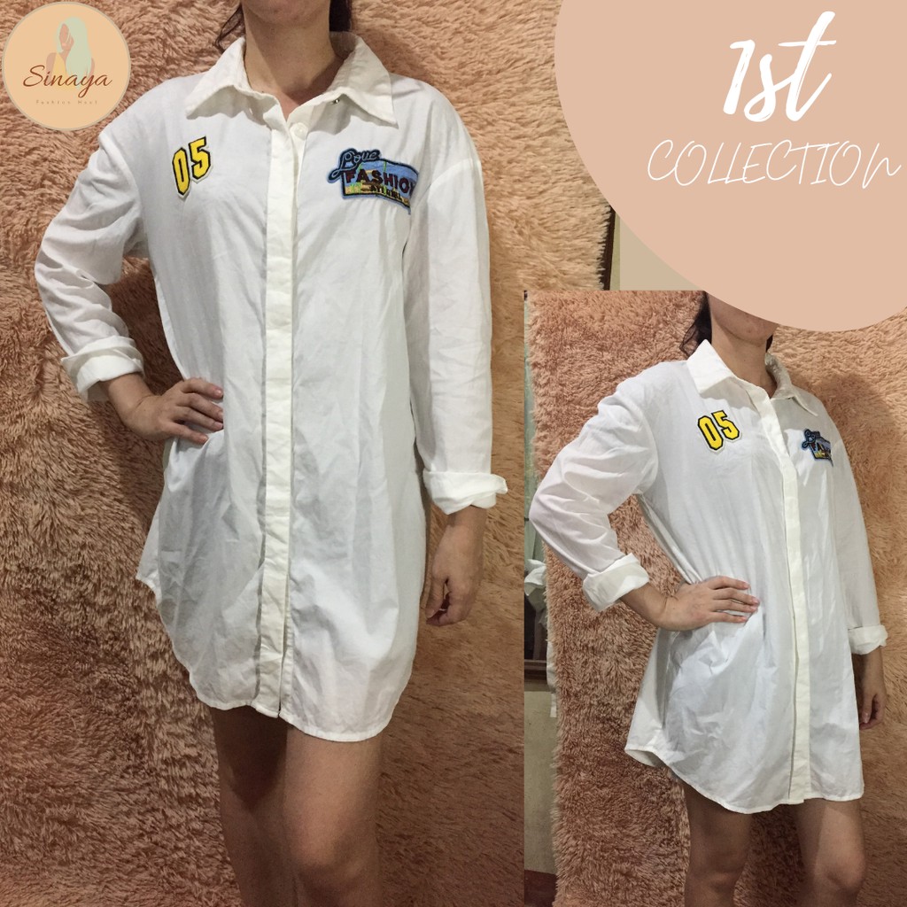 White button down store polo dress