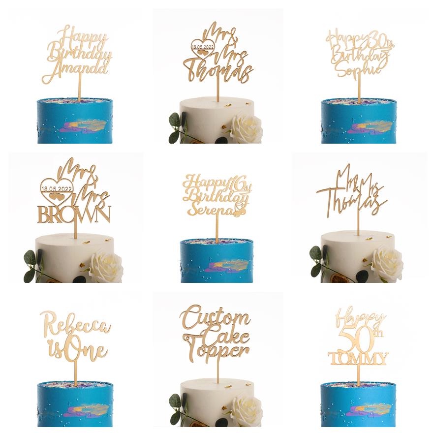 Personalized Custom Birthday and Wedding Cake Toppers Wooden Custom