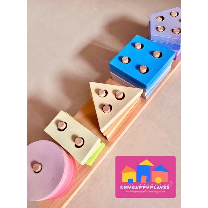 KAYU Wooden TOYS GEOMETRY BASIC SHAPES PUZZLE MONTESSORI Children's ...