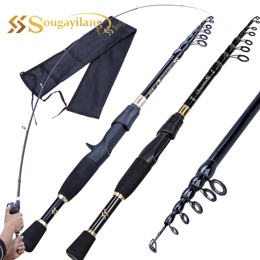 Sougayilang Telescopic Fishing Rod Ultralight Weight Spinning/Casting ...