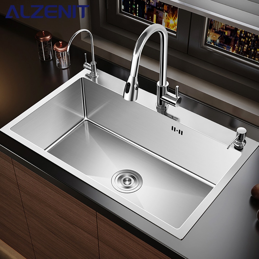 3.0MM Stainless Steel Kitchen Sink Single Bowel Wash Basin With Gourmet ...