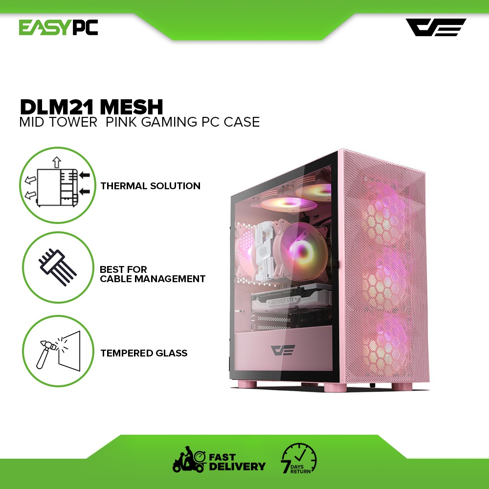 Dark Flash DLM21 Mesh Mid Tower Gaming PC Case, Lowpoly panel design ...