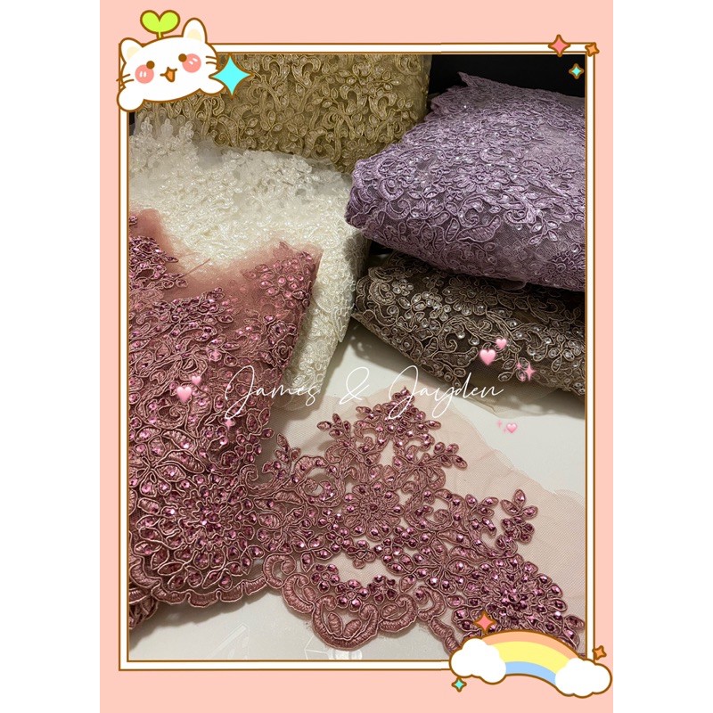Trimming Lace / Border Lace / Renda Labuci Manik / Beads Sequin Lace ...