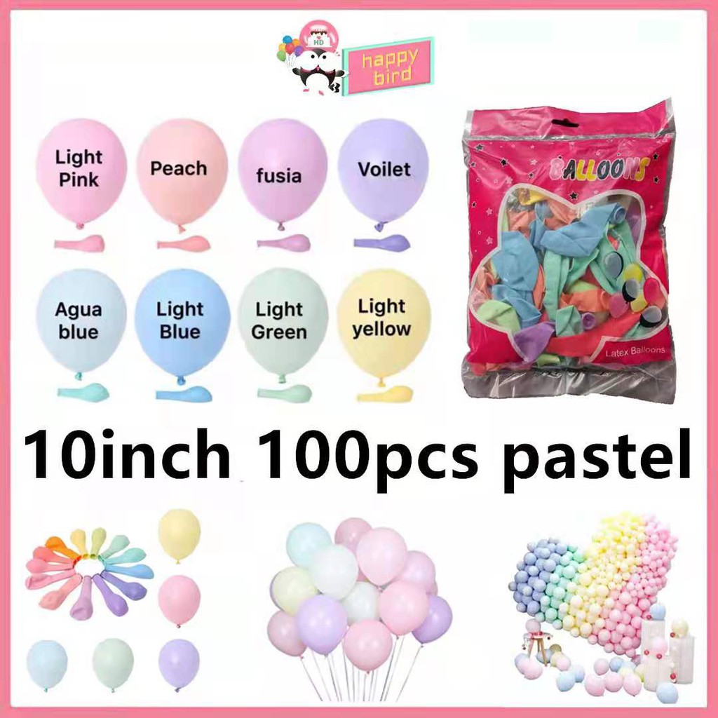 (Happy Bird) 10inch 100pcs pastel balloons party decor partyneeds party ...