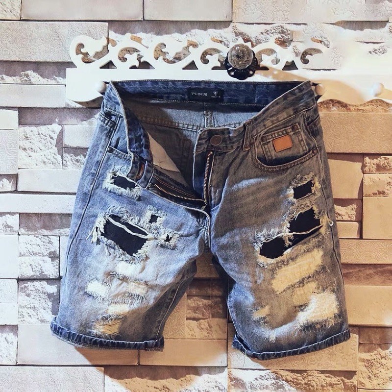 Tattered denim shorts for men *7550 | Shopee Philippines