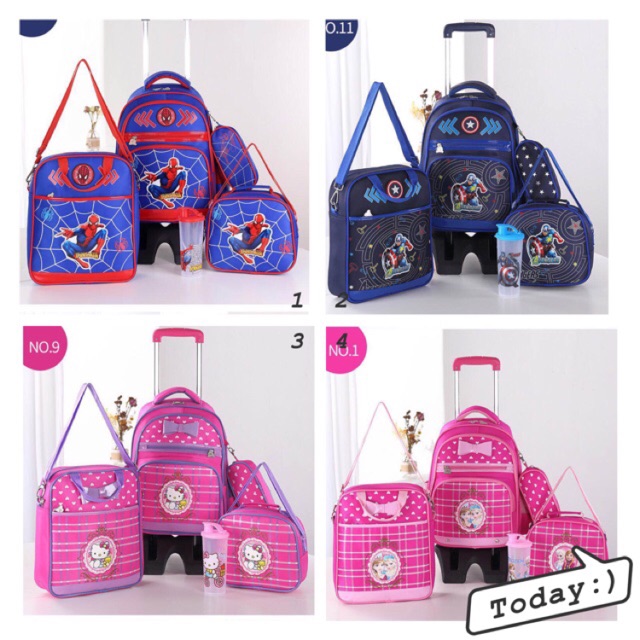 Kids 5in1 Waterproof trolley bag school bag Shopee Philippines