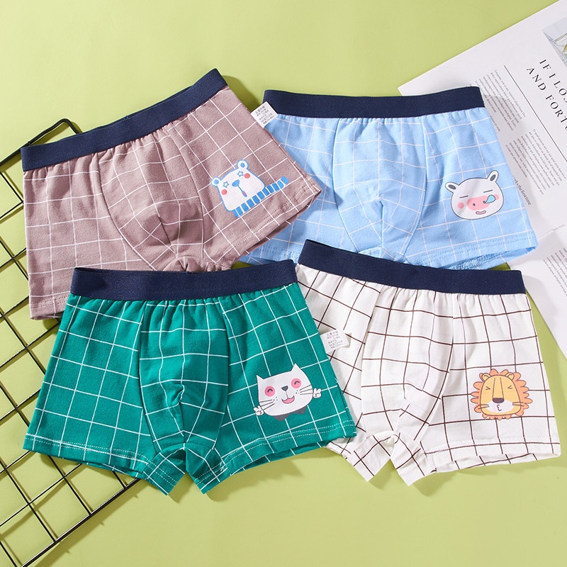 4 pieces of pure cotton children's underwear, boy's boxer briefs