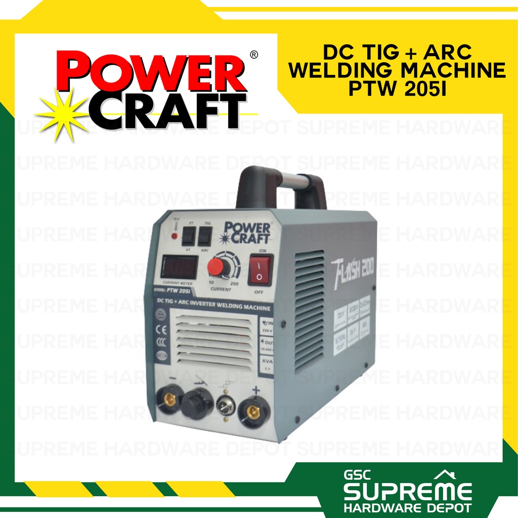 Powercraft DC TIG + ARC Inverter Welding Machine PTW 205i Shopee