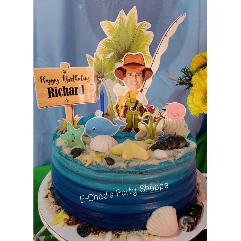 Fishing Theme Cake Topper
