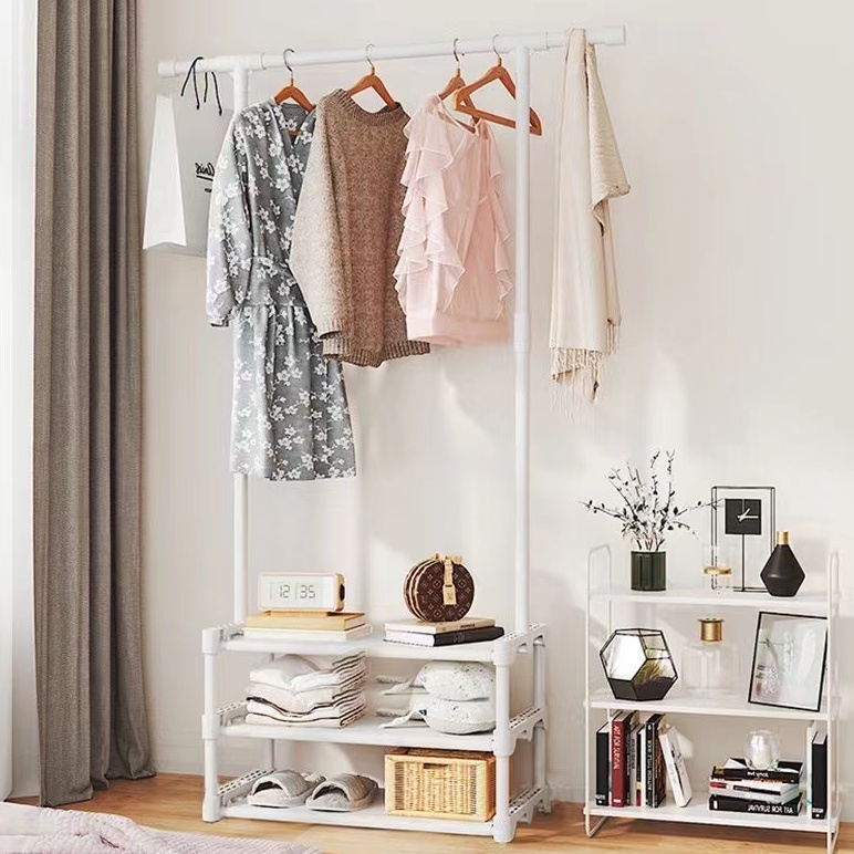 Modern Minimalist Garment Shoe Rack Clothes Hanger 3 Tier Storage Shelf