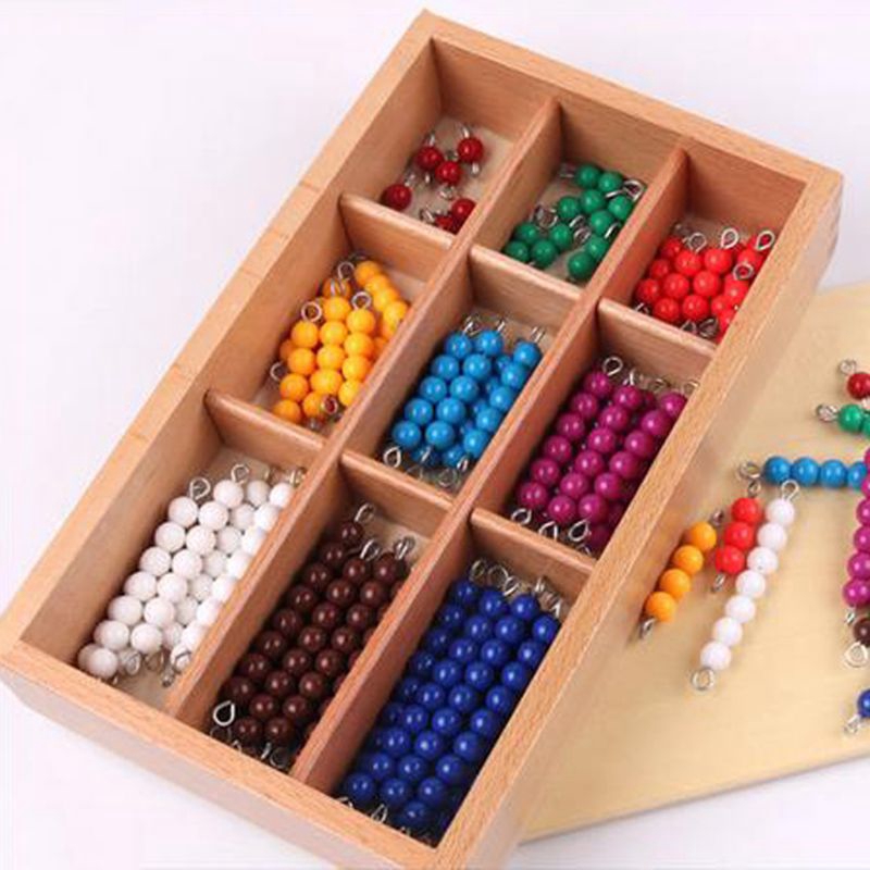 DE❀ Montessori Materials Educational Wooden Colorful Checker Board Beads  Math Toys