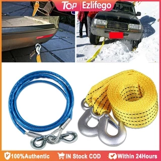4M Heavy Duty 5 Ton Car Tow Cable Towing Pull Rope Strap Hooks Van