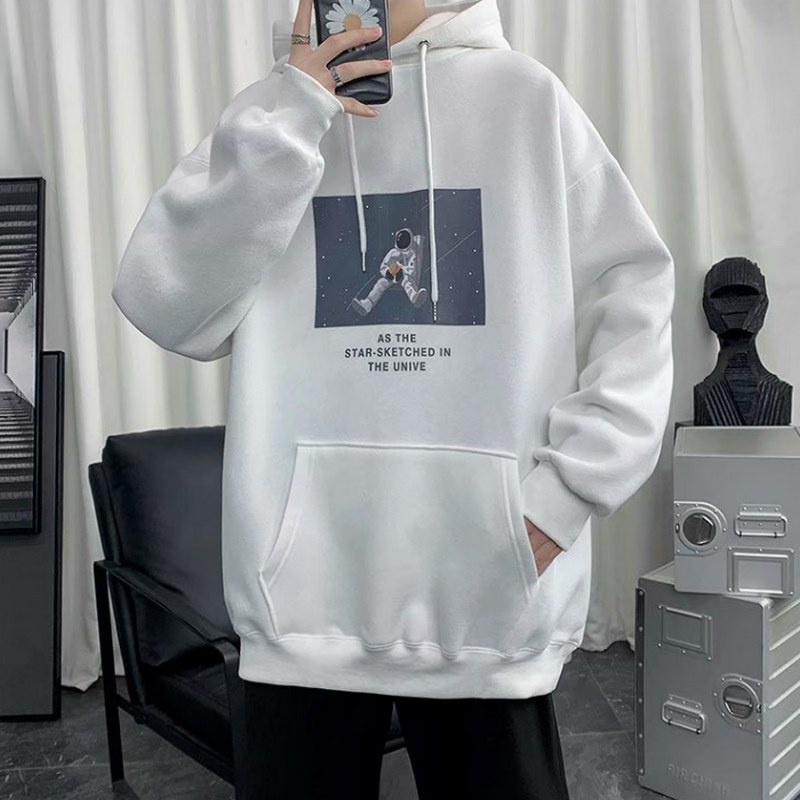 Korean sweatshirt unisex pullover oversize hoodie for men and women fashion hooded sweater man s long sleeves oversized essential hoodies jacket with white black grey smile style couple winter baggy t...