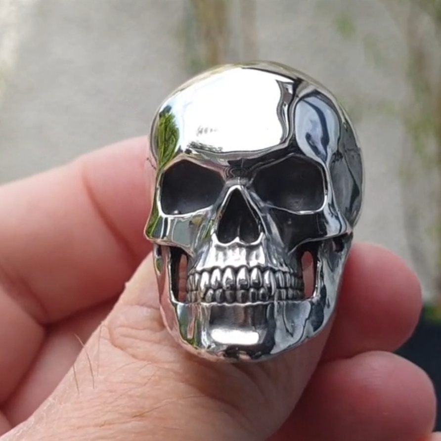New Gothic High Detail 316L Stainless Steel Skull Ring Men's Punk ...
