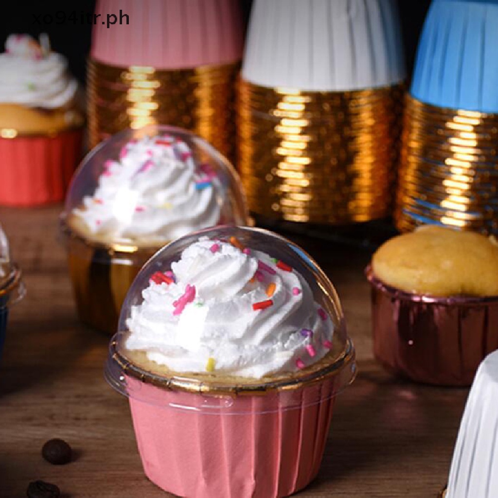 XOITR 50pcs Cupcake Paper Cup Transparent Lid Cover for Baking Cups