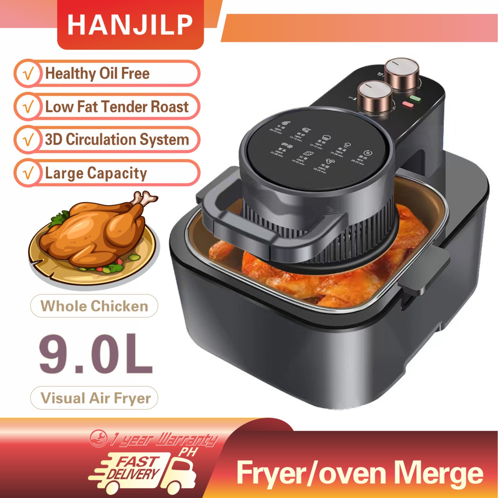 XIAOMI MIJIA Smart Air Fryer 6.5L Tender Roasted Version Low Oil Light Fat  Fryer Multifunctional