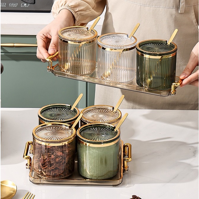 Luxury condiment jar kitchen condiment storage container Condiment box