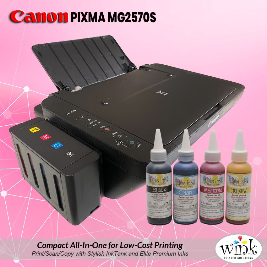 Canon Mg2570s 3in1 Printer With Ciss And Elite Premium Dye Inks Shopee Philippines 0462