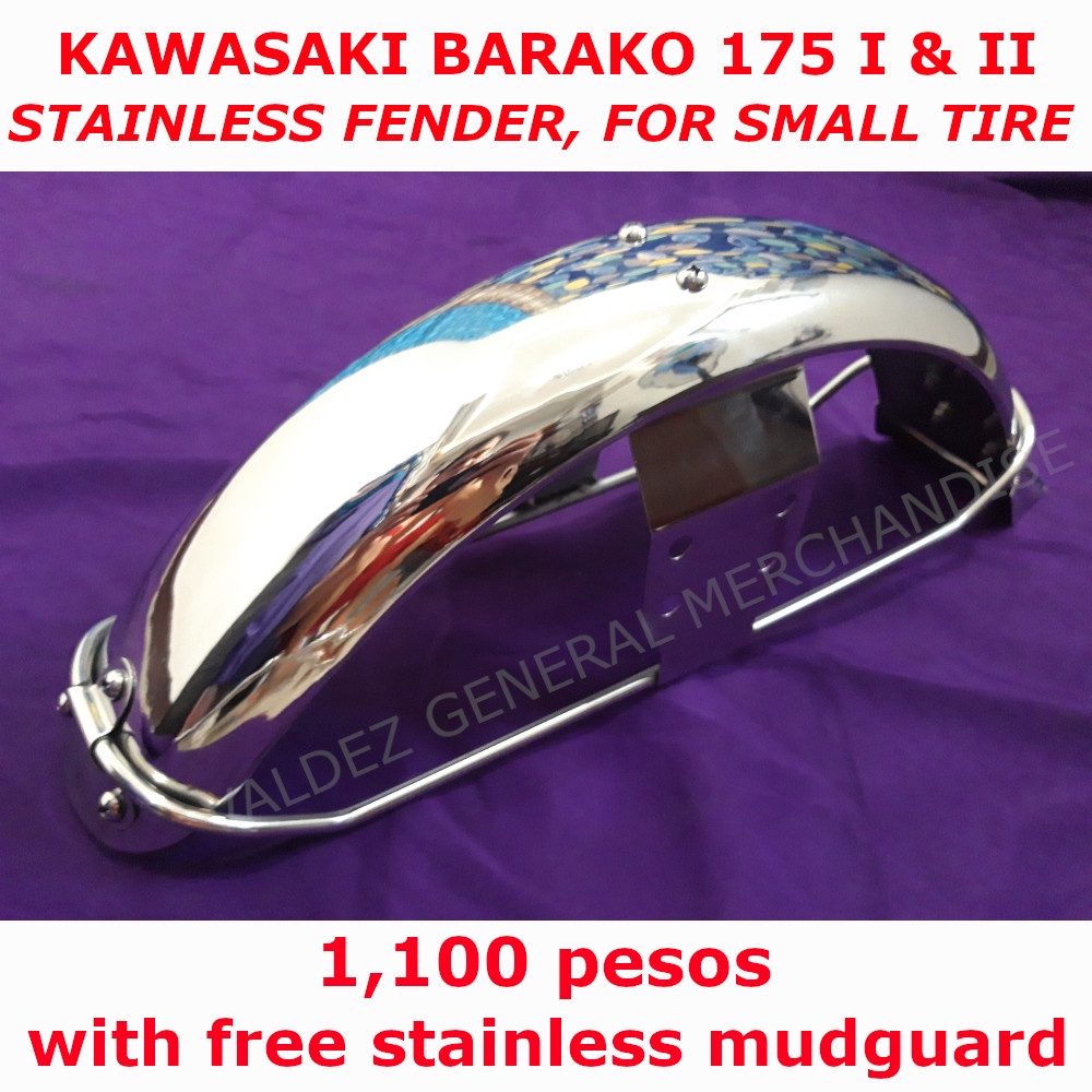Barako 175 Front Fender, Tapalodo Stainless Barako I & 2 & 3 , For Small Tire or Lowered Style