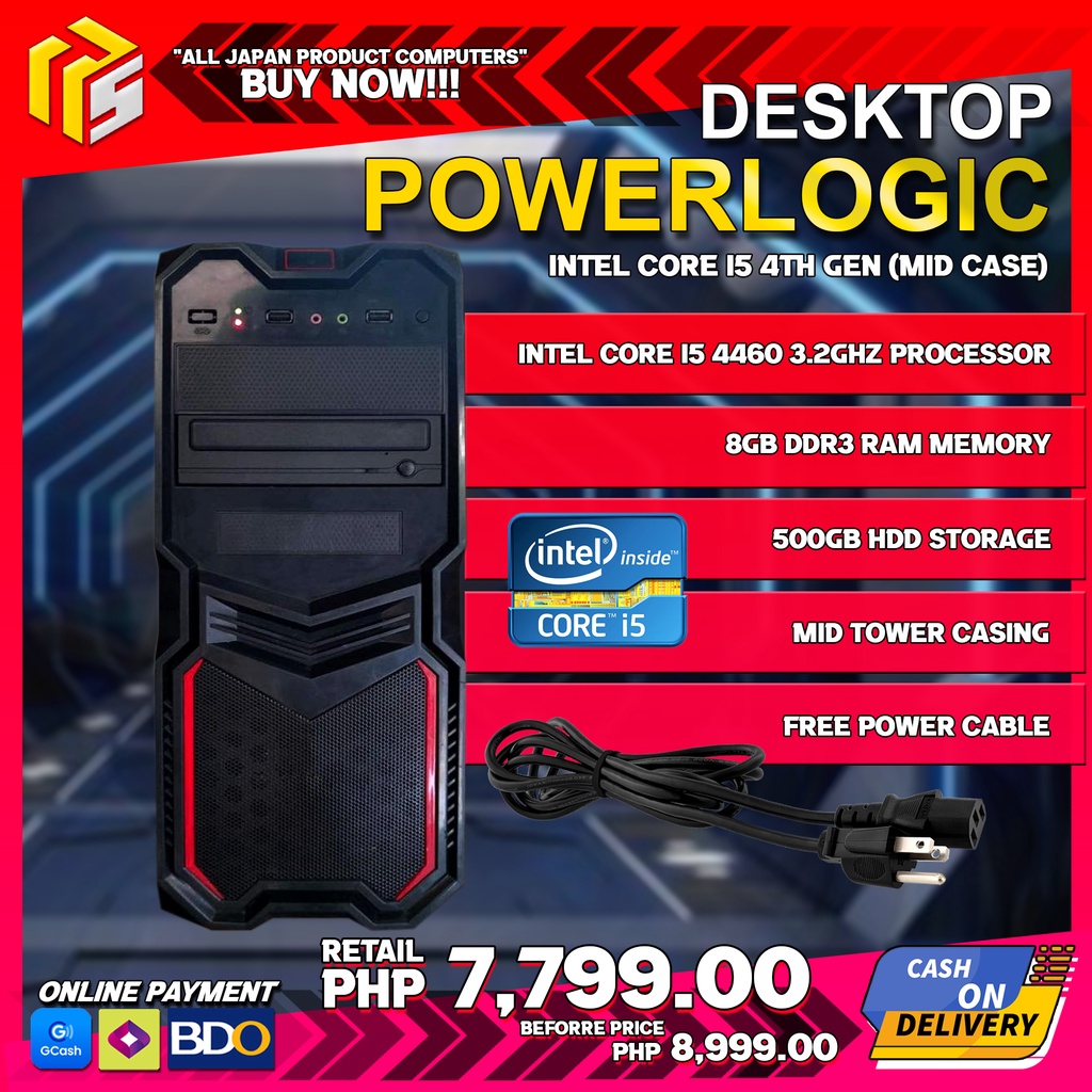 Powerlogic ATX i5 4th Gen 8gb/500gb HDD 1gb GPU System UNIT Shopee