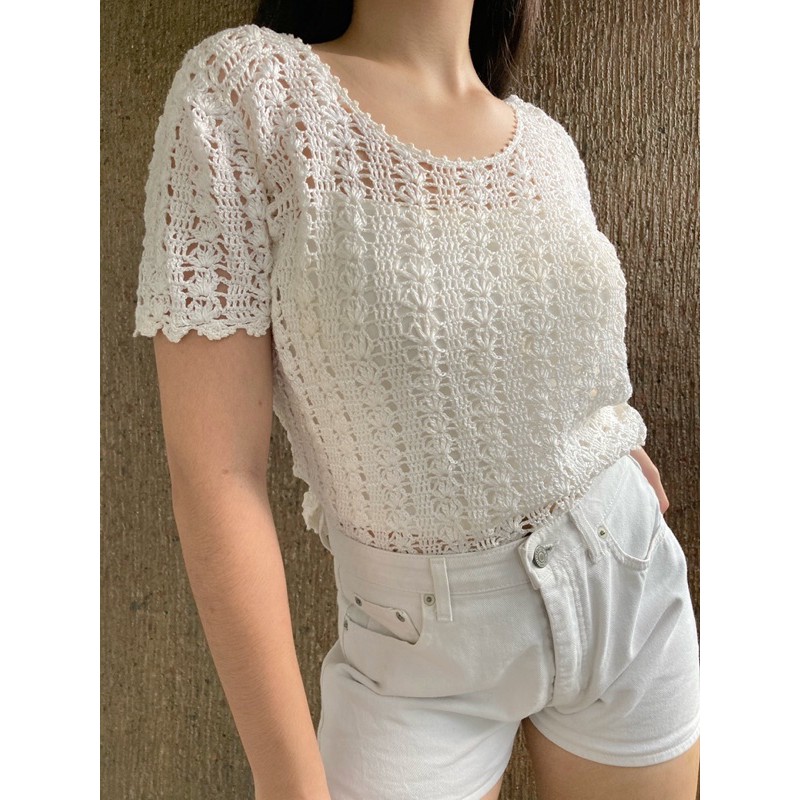 Crochet discount white blouse