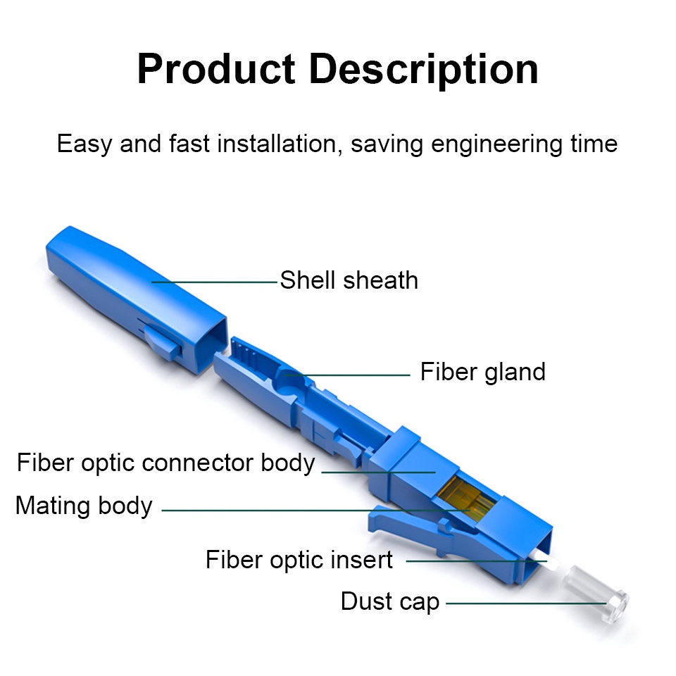 10PCS LC Embedded type FTTH Fiber Optic Fast Connector LC UPC Fast ...