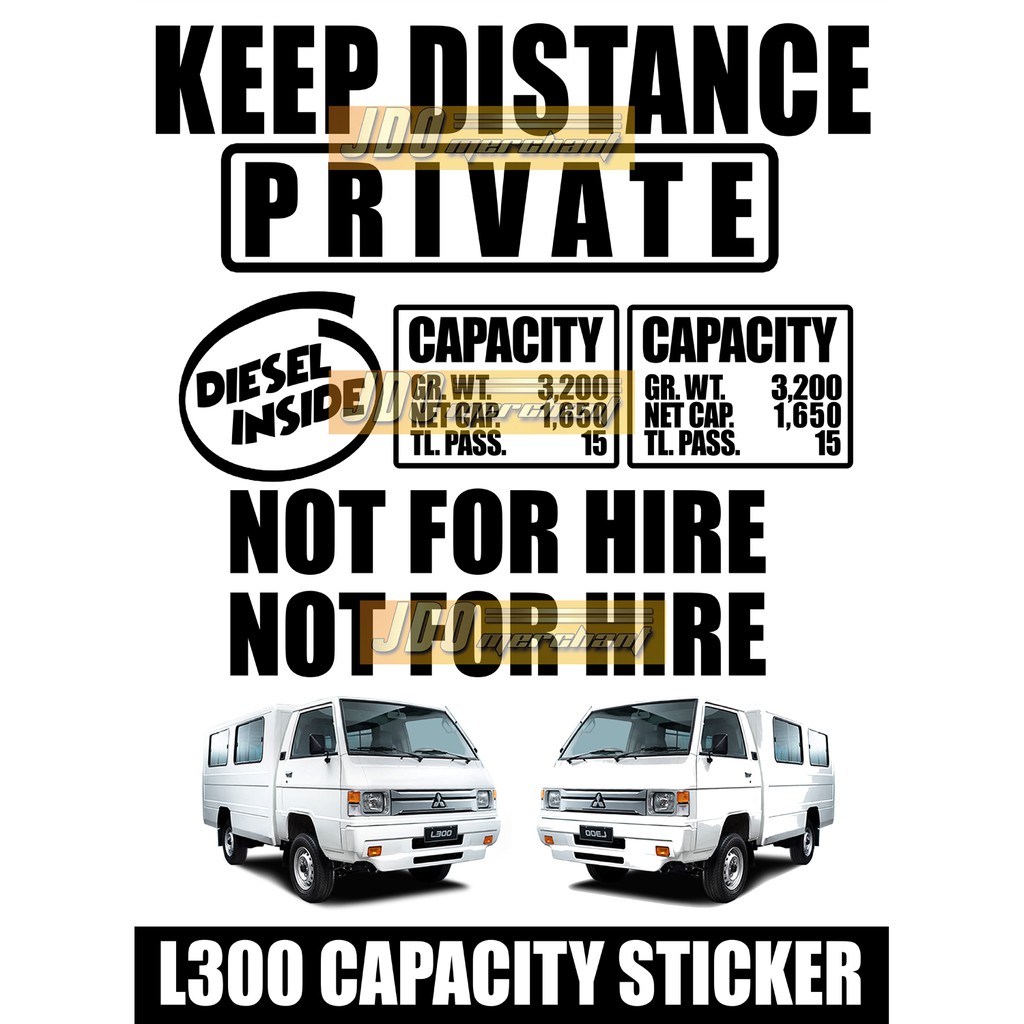Capacity Car Sticker l300, h100 | Shopee Philippines