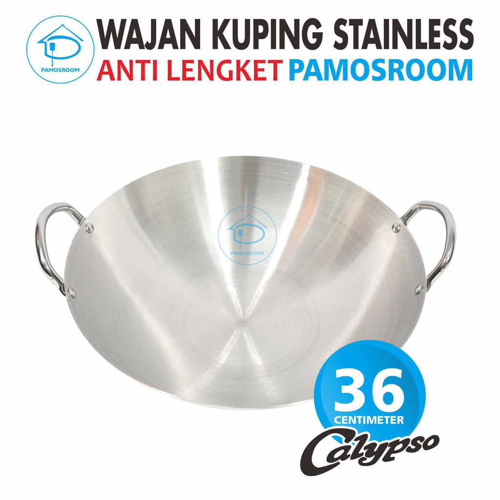 Calypso Frying Pan Stainless Steel 36cm Thick Stainless Steel Frying