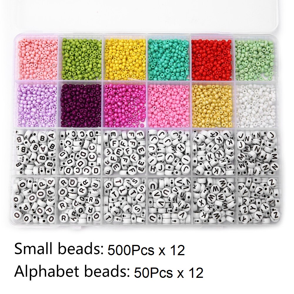 6600Pcs 2mm Glass Seed Beads Starter Kit Alphabet Beads Set Letter