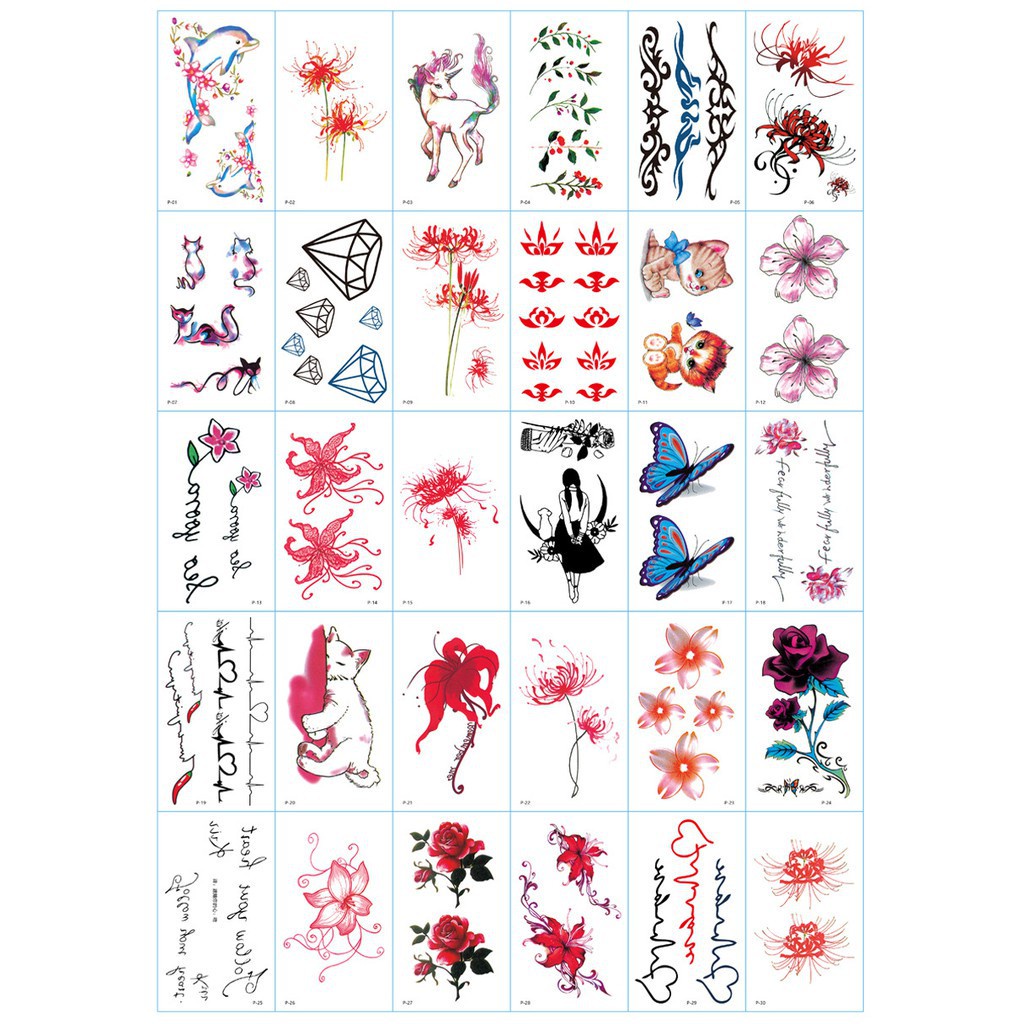 COD 30Pcs Temporary Tattoo Sticker English Writing Design Waterproof ...