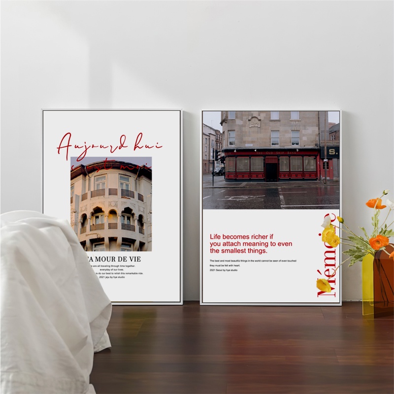 Nordic Modern London Street European Retro Red Architecture Wall Art