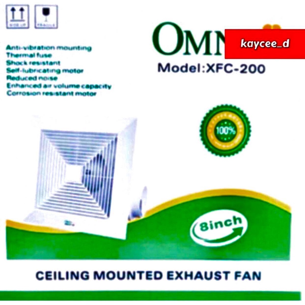 OMNI Ceiling Mounted Exhaust Fan 8", 10”, 12" XFC200, XFC250, XFC