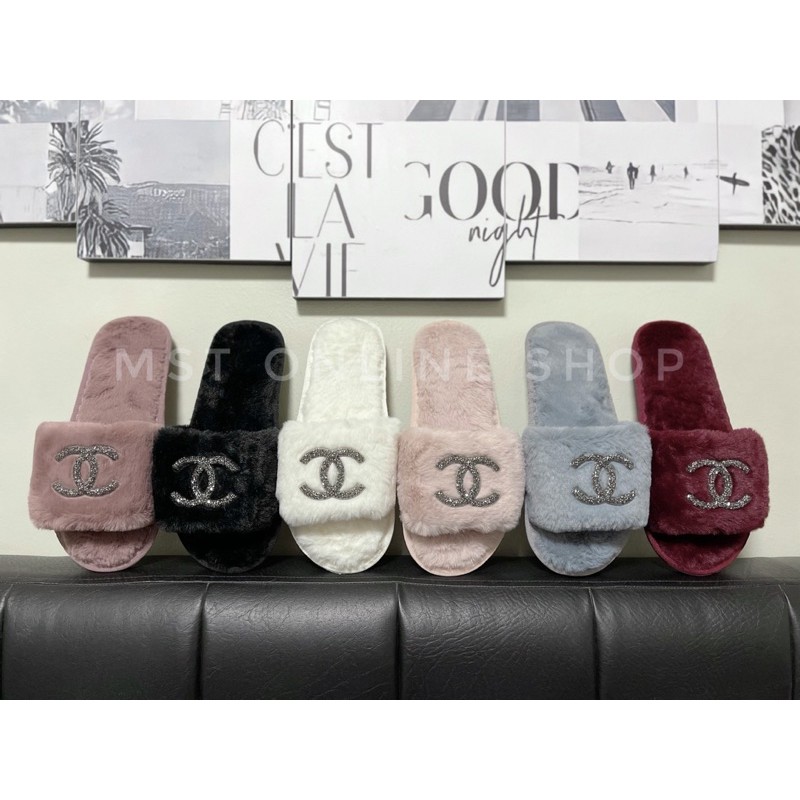 Chanel best sale furry slippers