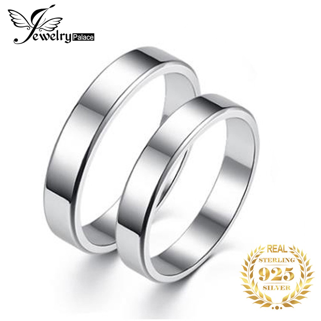 Silver 92.5 Italy Silver Rings Couple Gloss Adjustable Ring Simple 