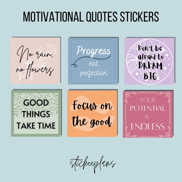 Motivational Quotes Stickers for Planner or Bullet Journal (6 stickers