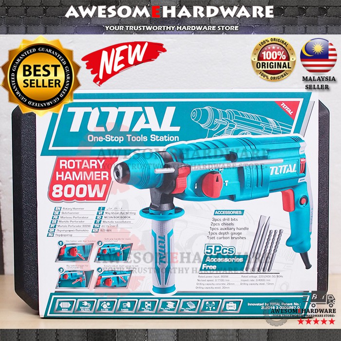 TOTAL 950W OR 800W OR 650W 3 MODE ROTARY HAMMER HACKER IMPACT DRILL