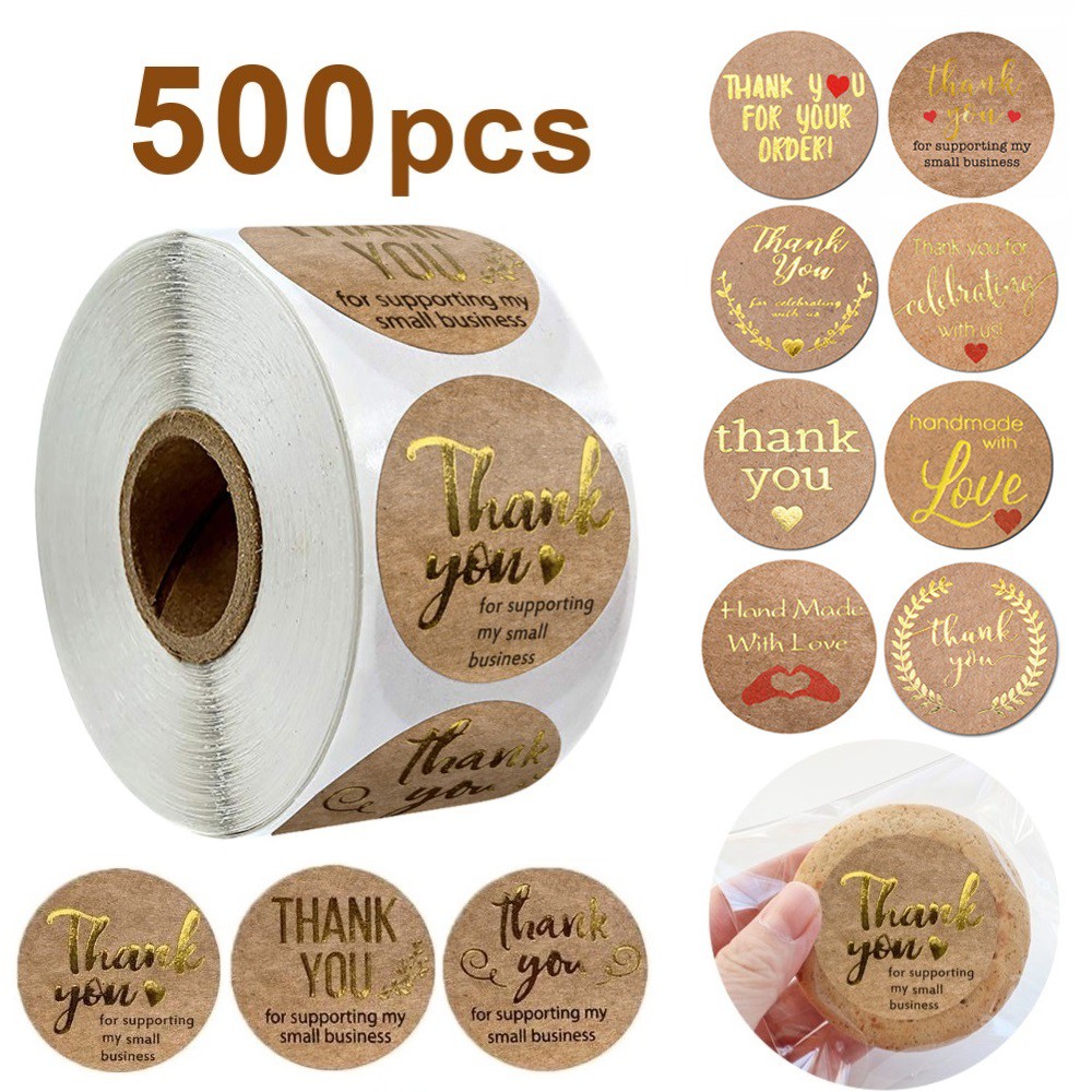 500pcs/roll Thank You for Supporting My Small Business Kraft Stickers ...