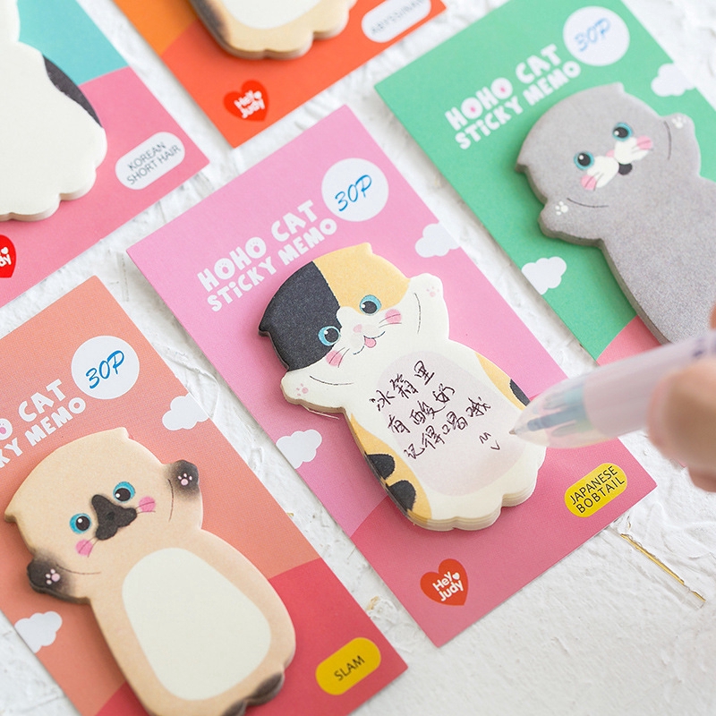 Cute Cat Series Sticky Note Student Message Sticker N Times Memo Pad ...