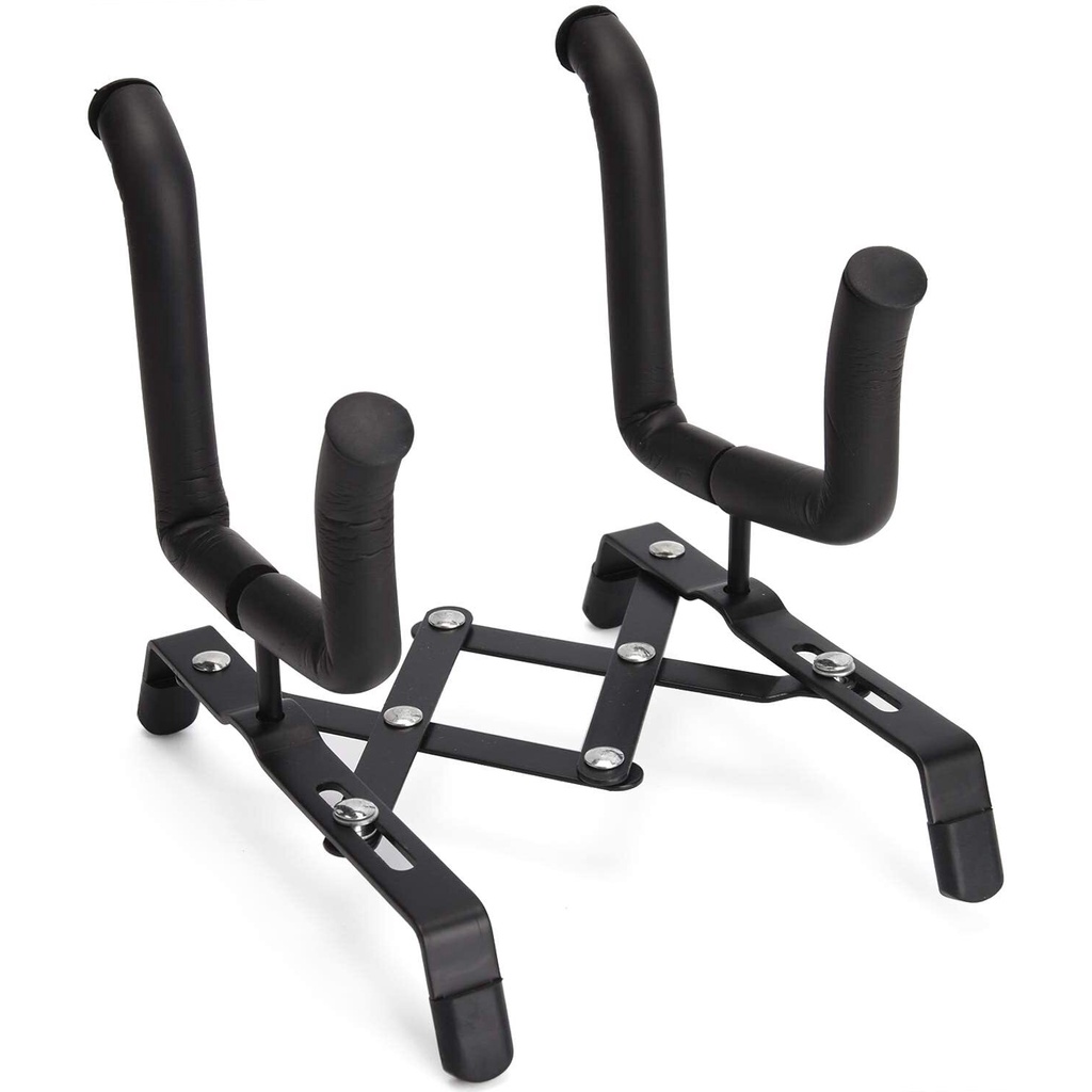 Violin Stand Adjustable Portable Foldable Black Metal Holder Double ...