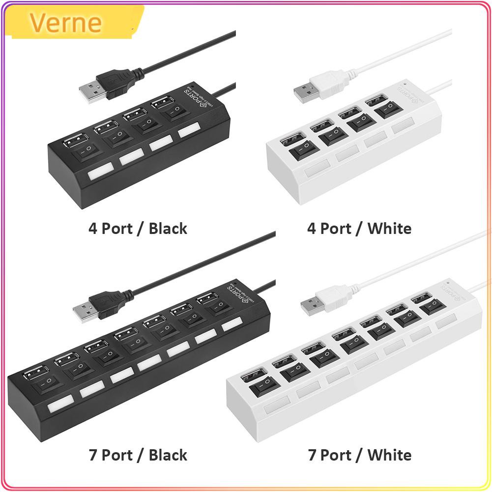 Verne USB Hub 480Mbps High Speed Multi USB 2.0 Splitter Power Cable ...