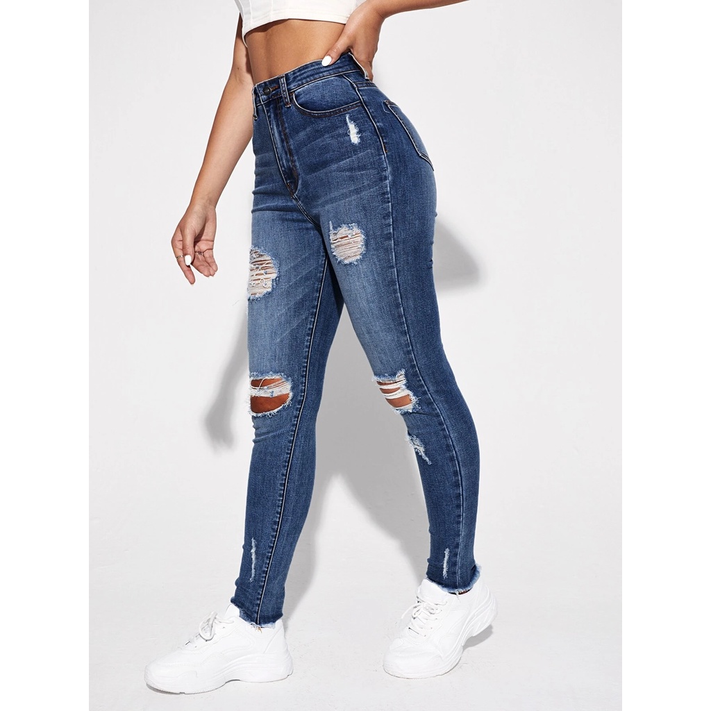 Ripped Detail Skinny Jean RANDOM DESIGN ) | Shopee Philippines