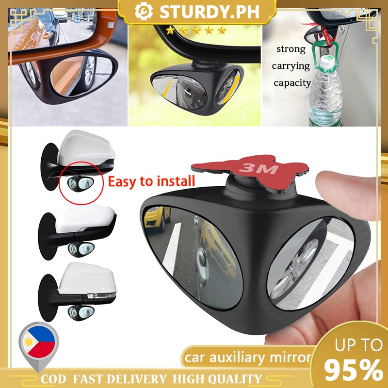 Car Rear View Mirrors 360 Rotation Dual Sided Parking Aux Blind Spot