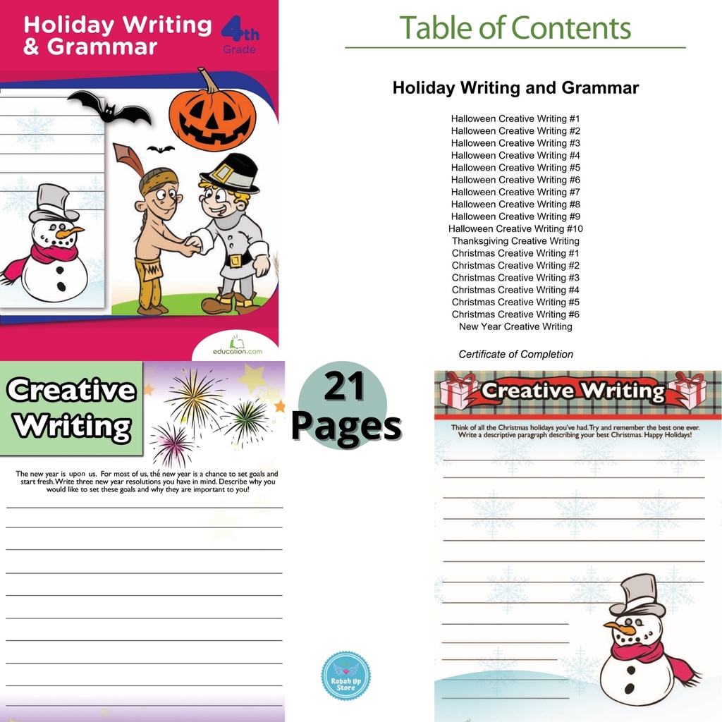 GRADE 4 (READING & WRITING) Activity Workbook Worksheet Homeschool