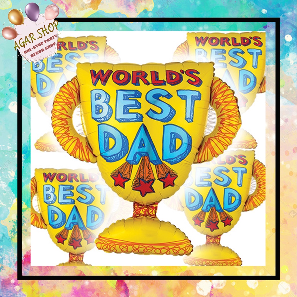 Agar.shop 2ft BEST DAD SUPER HERO TROPHY FOIL BALLOON Fathers Day