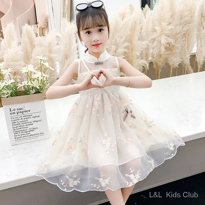 Girls dress 5 Girls stand-up collar tulle princess dress 6 Kids cute ...