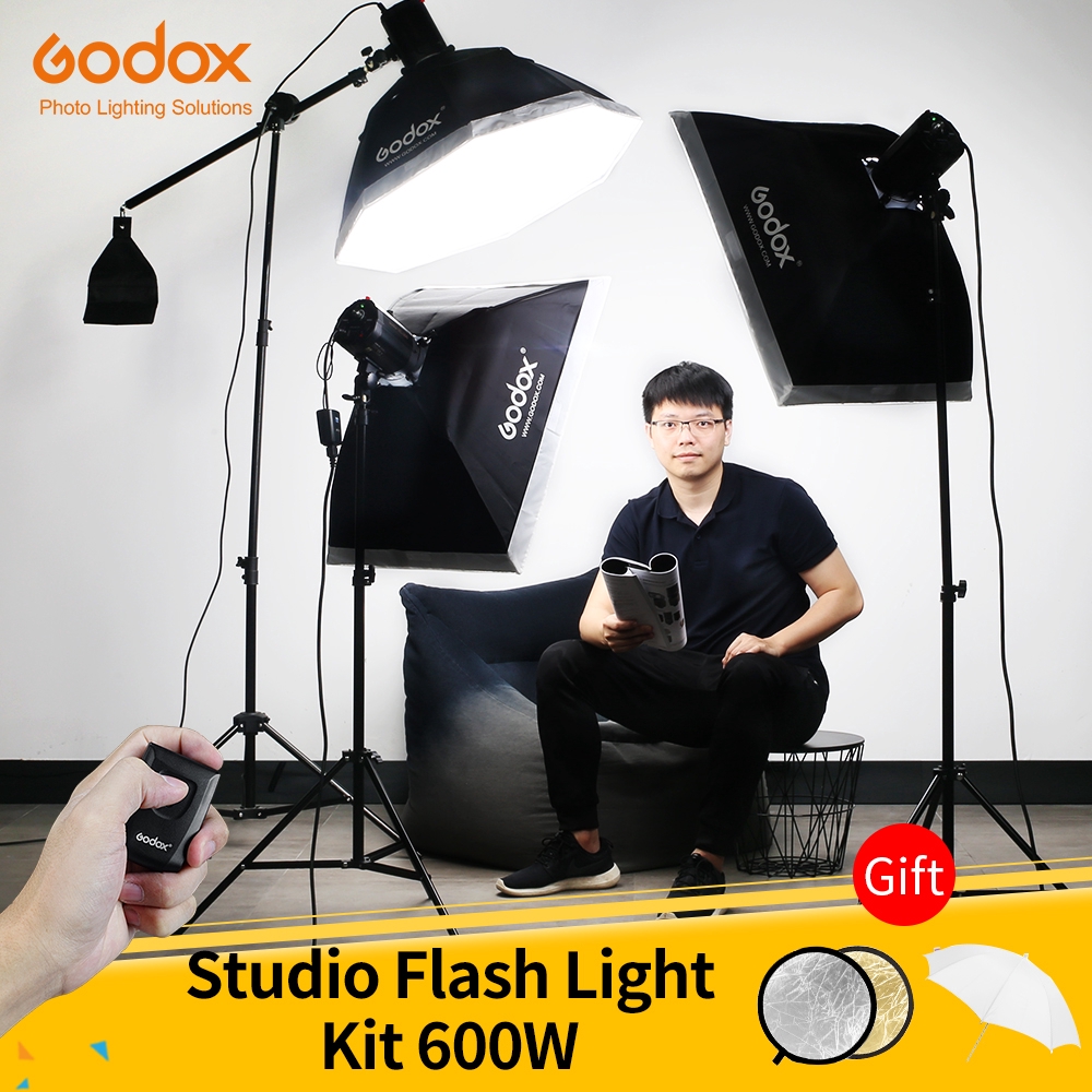 Godox 600Ws Strobe Studio Flash Light Kit 3pcs 200Ws Lighting Strobes